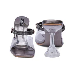 Sherrif Shoes Women Open Toe Embellished Party Slim Heels image 3