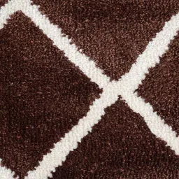 saral home Brown Geometric Microfibre 5 ft x 7 ft Machine Made Carpet image 4