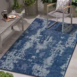 priyate Navy Blue Abstract Polypropylene 5 ft x 7 ft Machine Made Carpet-picture-13