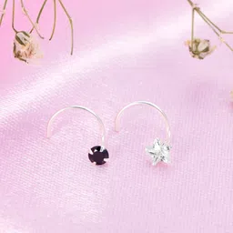 Zavya Women Pack Of 2 Sterling Silver Rhodium-Plated Cubic Zirconia Studded Nosepin image 1