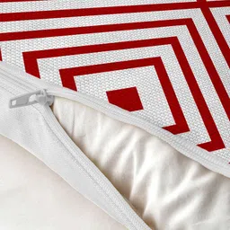 AEROHAVEN Red & Brown 5 Pieces Geometric Cotton Square Cushion Covers image 4