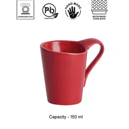 VarEesha Set Of 6 Red Solid Hand-Painted Microwave Safe Ceramic Cups image 2