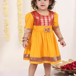VASTRAMAY Infant Girls Self Design Bow Fit & Flare Ethnic Dress-picture-42