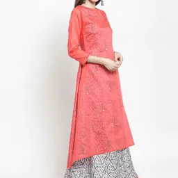 KALINI Embrodired Boat Neck A-Line Ethnic Dress image 3