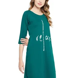 clovia Women's Cotton Knee Length Casual Relaxed Night Gown image 3