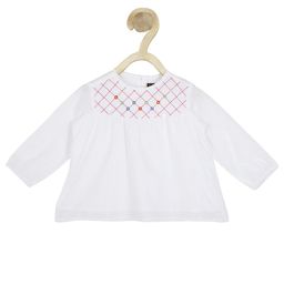 Allen Solly Junior White Geometric Embroidered Cotton  Top-picture-31