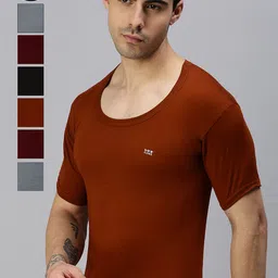 Lux Cozi Men Pack Of 7 Assorted Pure Cotton Short Sleeves Basic Innerwear Vests-image-31