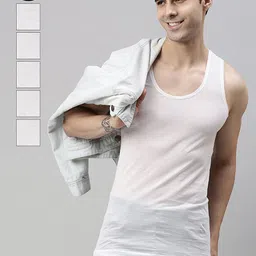 Lux Cozi Men Set Of 6 Solid Pure Cotton Innerwear Basic Vests-image-23