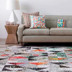 kaleen india Grey Geometric Polyester 8' X 10' Machine Made Carpet image 4