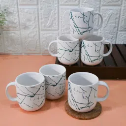 femora Green 180 ml Ceramic Marble (Set of 6) Tea Cup Set image 1