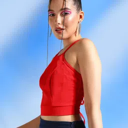 Veni Vidi Vici Red Shoulder Straps Tie Back Top image 3