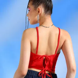 Veni Vidi Vici Red Shoulder Straps Tie Back Top image 4