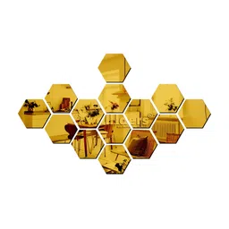 Wall1ders 14-pcs Metallic-colored Hexagon Acrylic Mirror Wall Stickers image 1