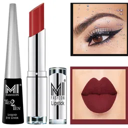 MI FASHION Set of Ten2Ten Liquid Eyeliner - 01 & Creme Matte Lipstick - 02-picture-31