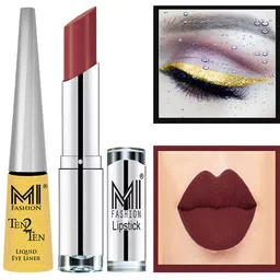 MI FASHION Set of Ten2Ten Liquid Eyeliner - 02 & Creme Matte Lipstick - Brown 19-picture-18