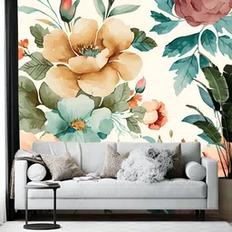 Wallpics Green & Cream Floral Printed Self-Adhesive Wallpaper-image-74