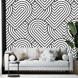 Wallpics Black & White Geometric Printed Self Adhesive Wall Sticker-image-44