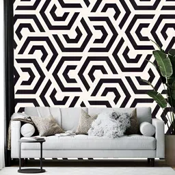 Wallpics Black & White Geometric Printed Self Adhesive Wall Sticker-image-30