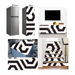 Wallpics Black & White Geometric Printed Self Adhesive Wall Sticker image 2