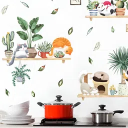 Asian royal White & Green Printed Self Adhesive Wall Sticker-image-52