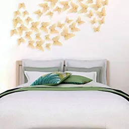 Jaamso Royals 12 Pcs Golden 3D Butterfly Self Adhesive Wall Stickers-image-35
