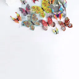 Jaamso Royals 12 Pcs Yellow & Red 3D Butterfly Self Adhesive Wall Stickers-picture-20