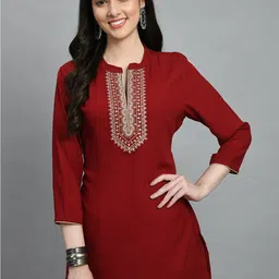 MEESAN Mandarin Collar Embroidered Tunic image 1