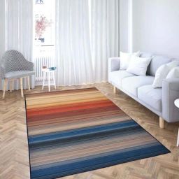 presto Orange Striped Polyester 3 ft x 5 ft Machine made Carpet-picture-2