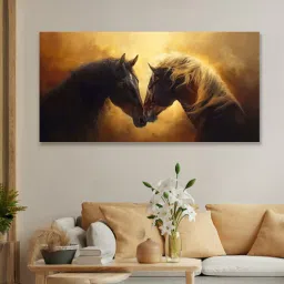 nestroots Canvas Framed Majestic Equine Encounter in Art Wall Painting(12X24 Inch)-picture-28