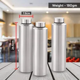 Kuber Industries Silver-Toned Set of 6 Stainless Steel Solid Water Bottle image 4