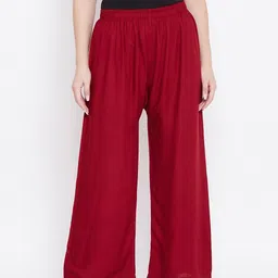 Castle Women Maroon Solid Straight Palazzos-picture-15