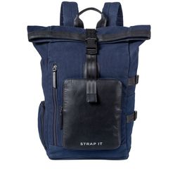 STRAP IT Unisex Navy Blue & Black Contrast Detail Backpack with Shoe Pocket-picture-21
