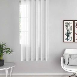 the conversion White Stripes Linen Stripes 5ft Sheer Eyelet Window Curtain (1 Pc)-picture-49