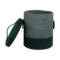 Pano Green & White Striped Laundry Bag With Lid image 3
