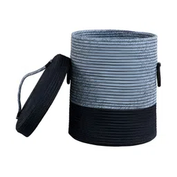 Pano Charcoal & Black Striped Laundry Bag With Lid image 4