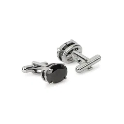 Alvaro Castagnino Silver-Toned & Black Cufflink image 3