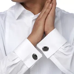 Alvaro Castagnino Silver-Toned & Black Cufflink image 4