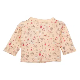 MeeMee Girls Peach-Coloured & Red Printed Pure Cotton Night suit image 2