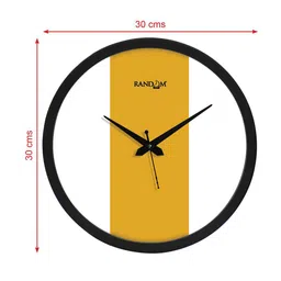 RANDOM Yellow & Black Solid Round Contemporary Wall Clock 30 cm image 3