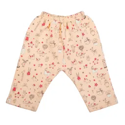 MeeMee Girls Peach-Coloured & Red Printed Pure Cotton Night suit image 3