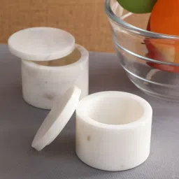 60 ML Marble Condiment Jars in White Set of 2 by NikkisPride image 1