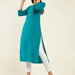 Soch Thread Work Sequined Straight Kurta image 2
