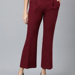 Latin Quarters Women Mid-Rise Flared Pleated Bootcut Trousers-picture-39