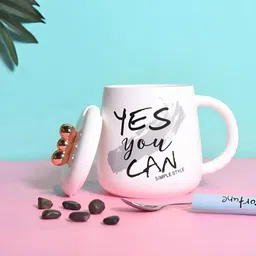 Giftii White & Black Text or Slogans Printed Ceramic Glossy Mugs 350 ML image 2