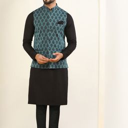 KISAH Ethnic Motifs Woven Design Kurta With Churidar & Nehru jacket-picture-31