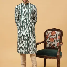 TABARD Ethnic Motif Printed Regular Pure Cotton Kurta With Churidar-image-73