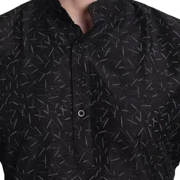 Enciger Geometric Printed Band Collar Straight Kurta With Churidar image 3