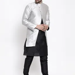 Kaifoo Men Black Angrakha Kurta with Churidar image 3