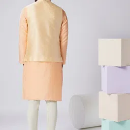 KISAH Mandarin Collar Art Silk Straight Kurta With Churidar & Nehru Jacket image 5