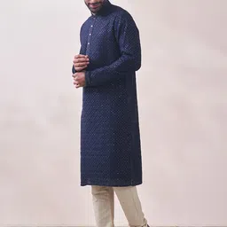 Twamev Ethnic Motifs Embroidered Sequinned Regular Georgette Kurta With Churidar image 4